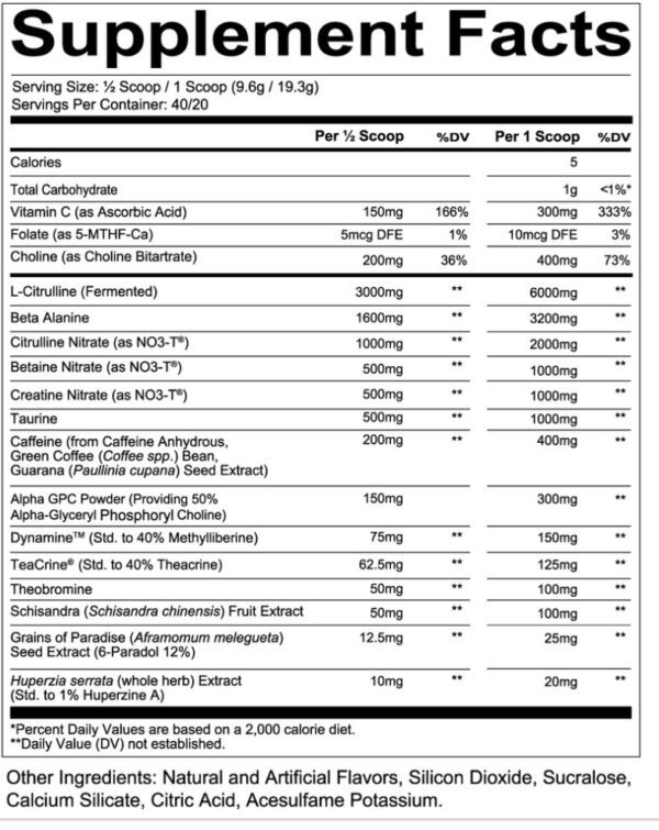 Total War Black Ops Extreme Pre Workout 40 Servings By Redcon1